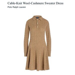 Polo Ralph Lauren Cable Knit Mini Sweater Dress Wool-Cashmere Women’s Med. Camel
